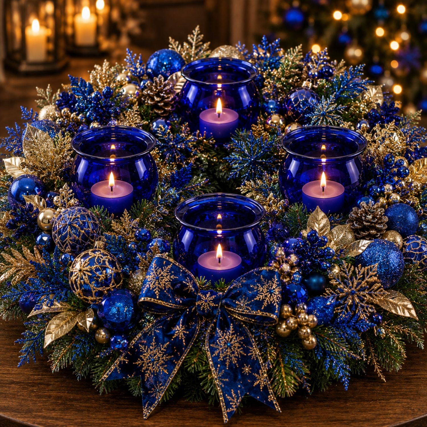Teelichthalter aus Glas zum Stecken, 4er-Set – für Adventskranz & Gestecke – mundgeblasen, mit Windschutz