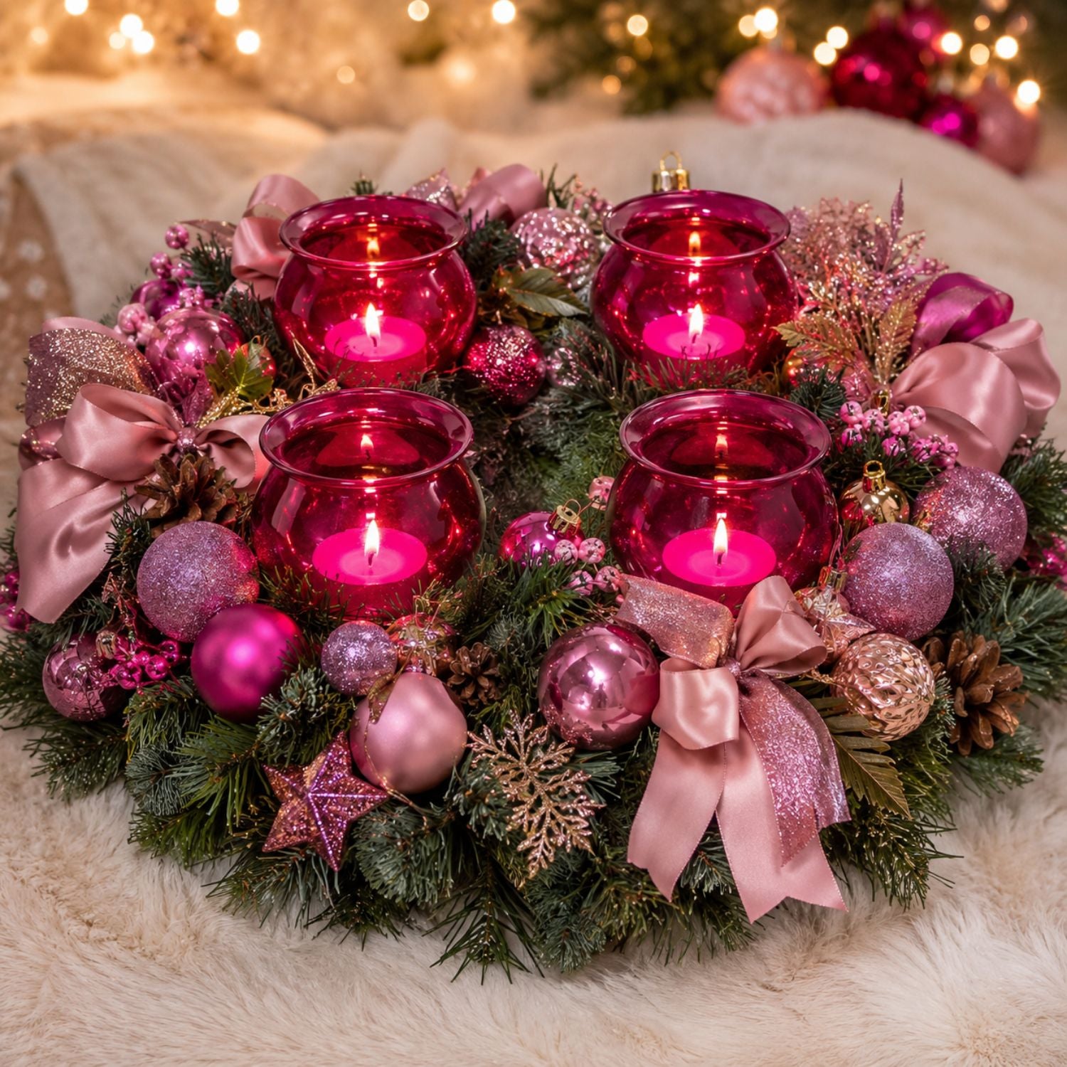 Teelichthalter aus Glas zum Stecken, 4er-Set – für Adventskranz & Gestecke – mundgeblasen, mit Windschutz