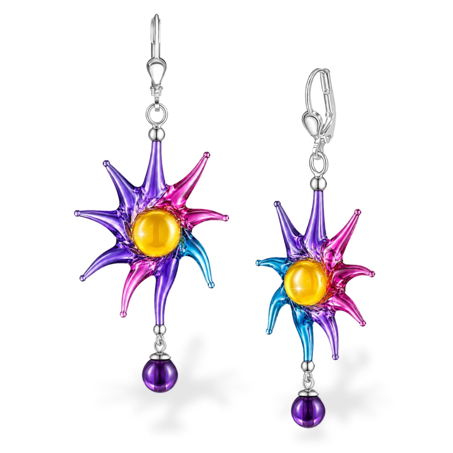 Bunte Glas Ohrringe Fantasia – handgefertigt mit 925 Silber
