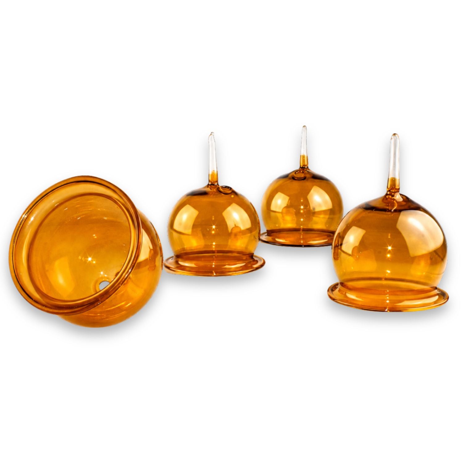 Teelichthalter aus Glas zum Stecken, 4er-Set – für Adventskranz & Gestecke – mundgeblasen, mit Windschutz