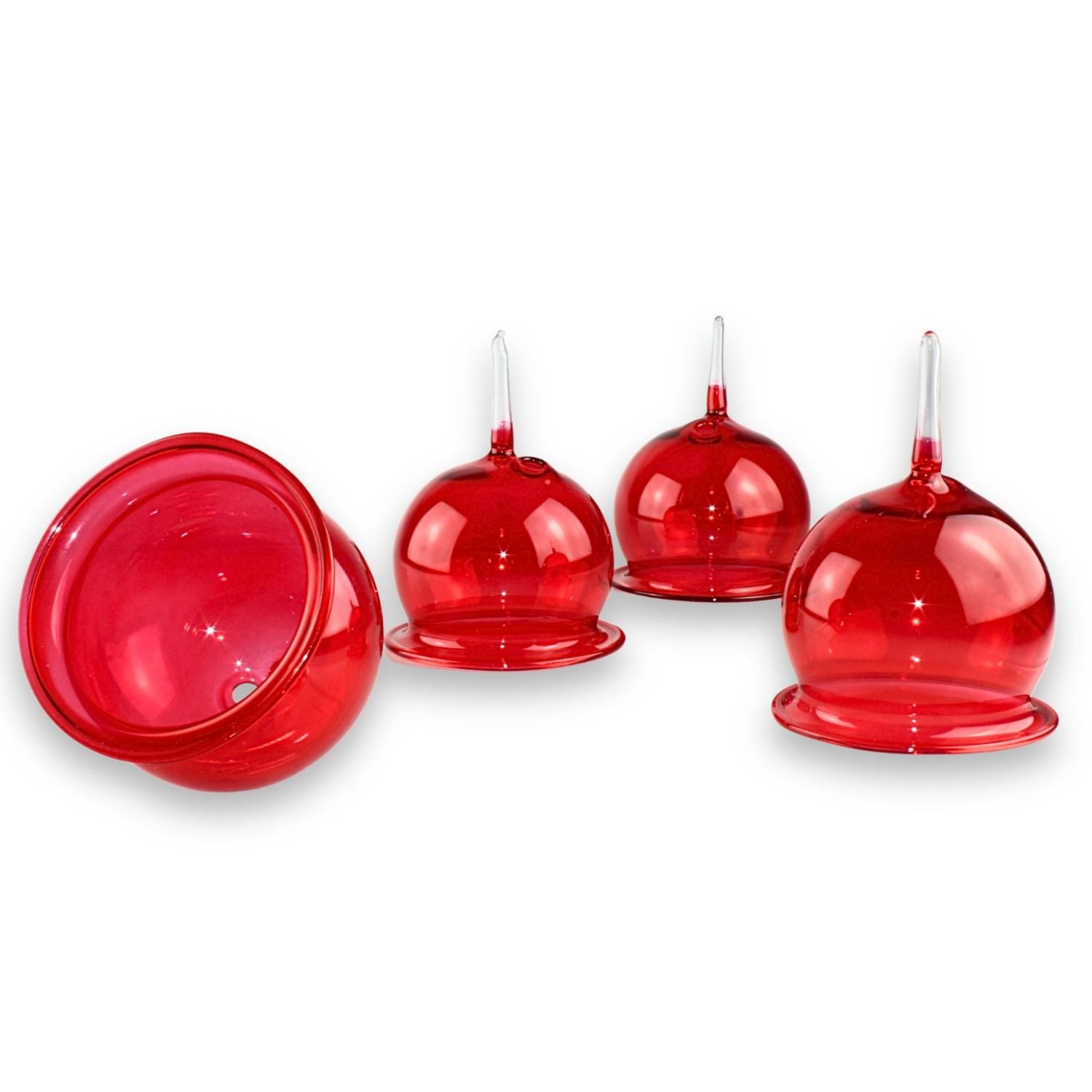 Teelichthalter aus Glas zum Stecken, 4er-Set – für Adventskranz & Gestecke – mundgeblasen, mit Windschutz