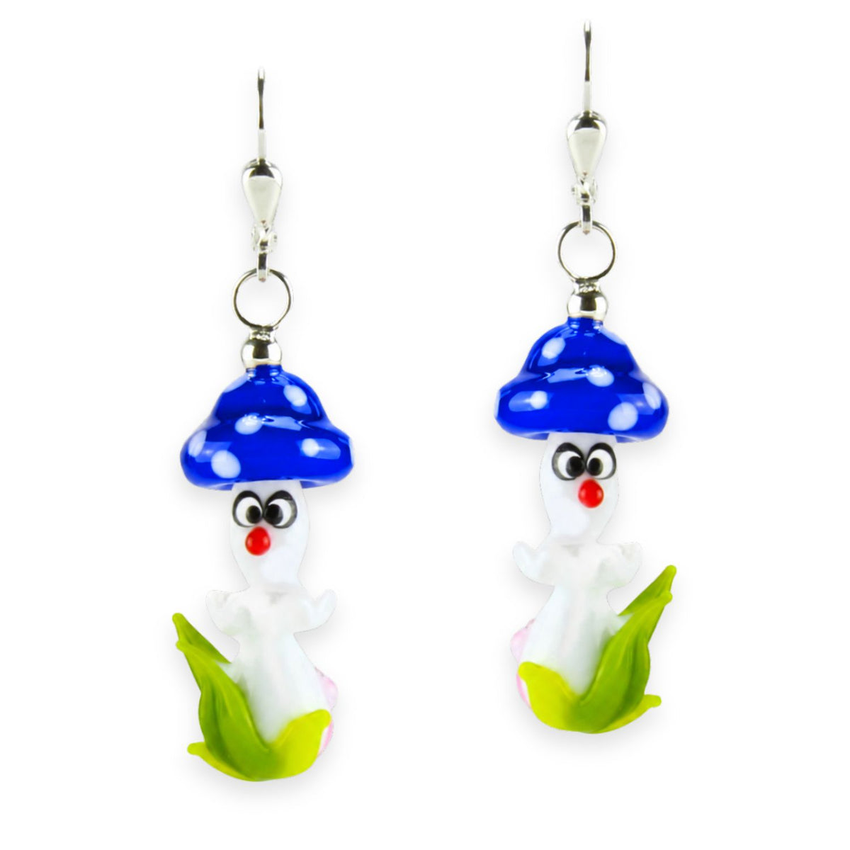 Boucles d'oreilles en verre "Champignons chanceux