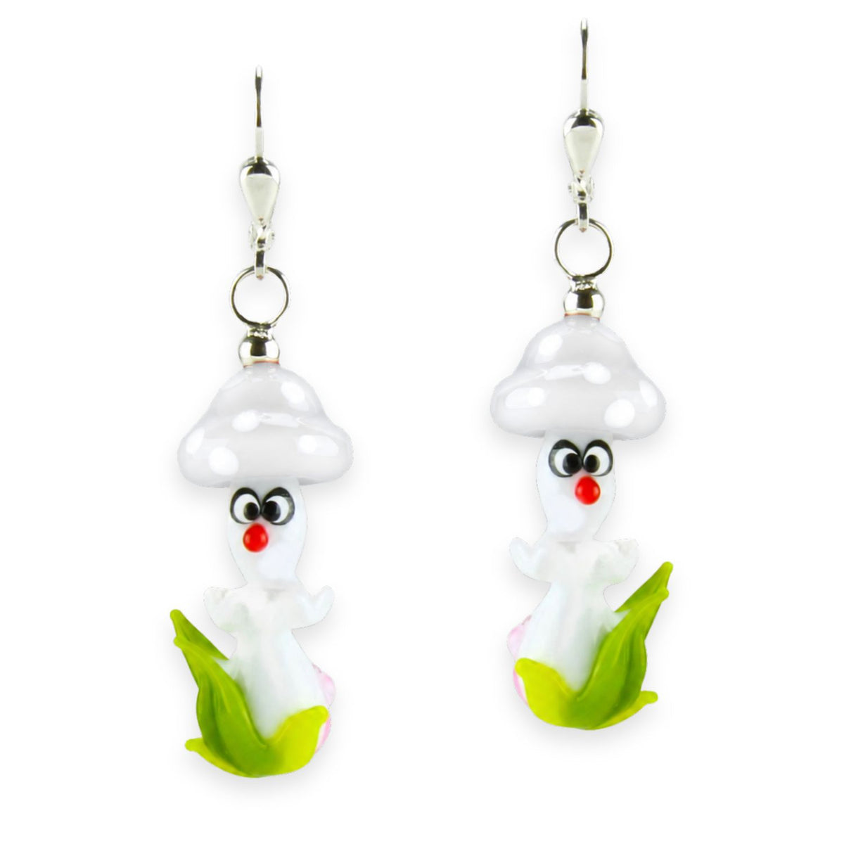 Boucles d'oreilles en verre "Champignons chanceux