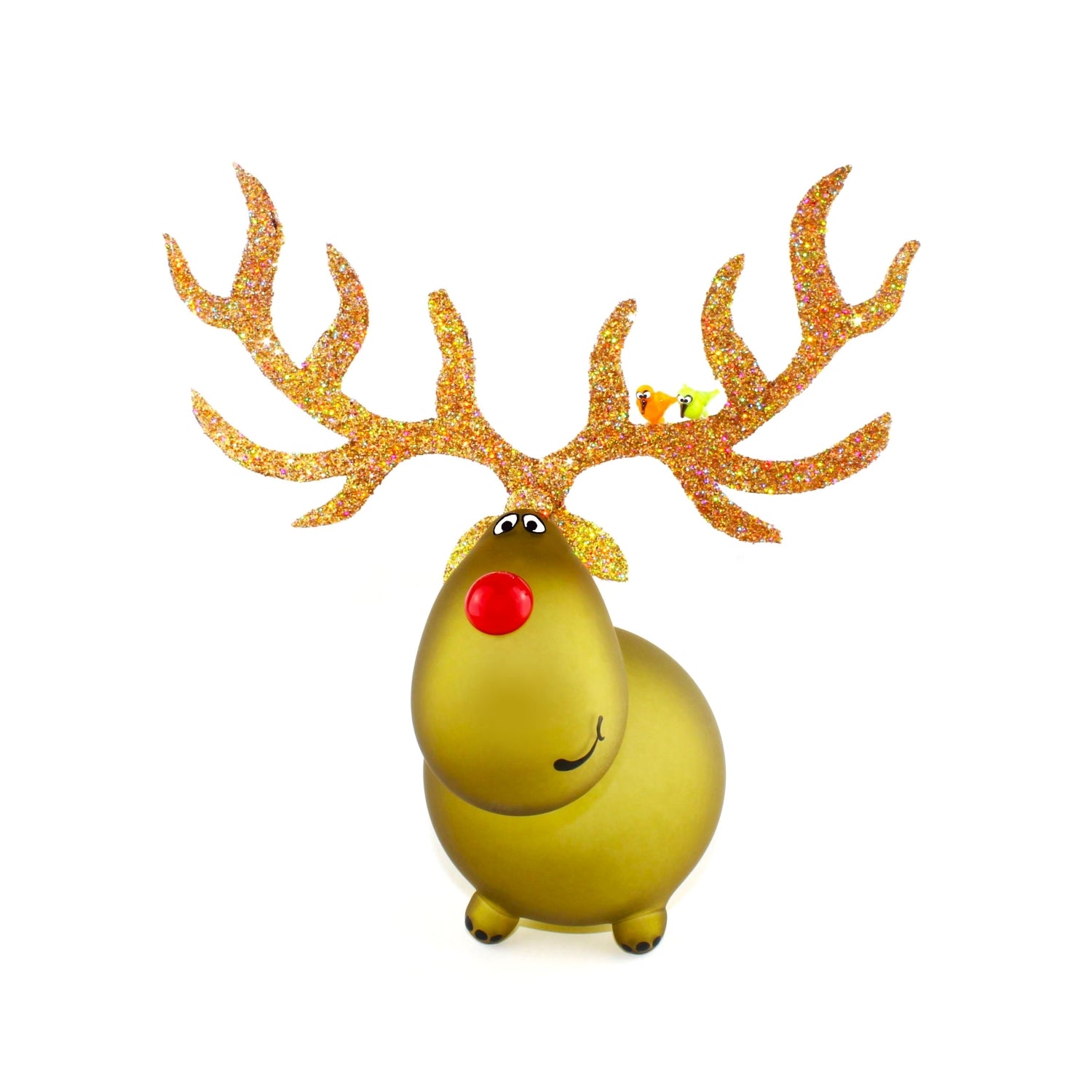 Renne en verre "Rudolph au nez rouge