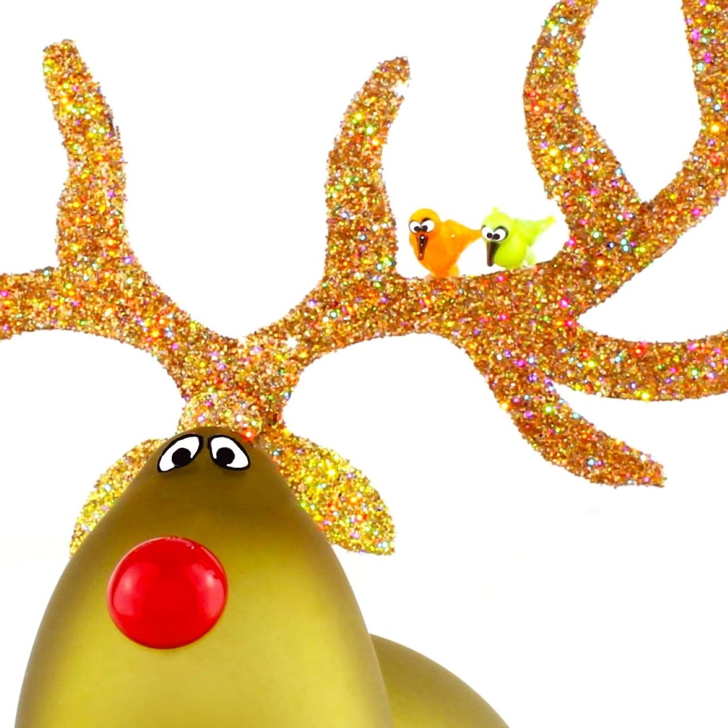 Renne en verre "Rudolph au nez rouge