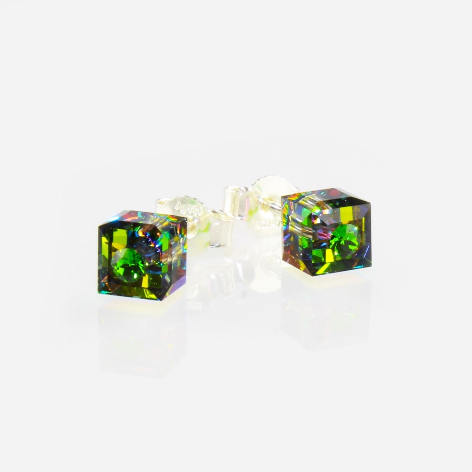 Orecchini pendenti a cubo "giardino verde
