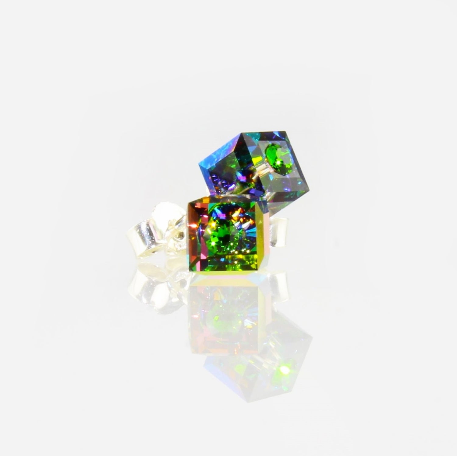 Orecchini pendenti a cubo "giardino verde
