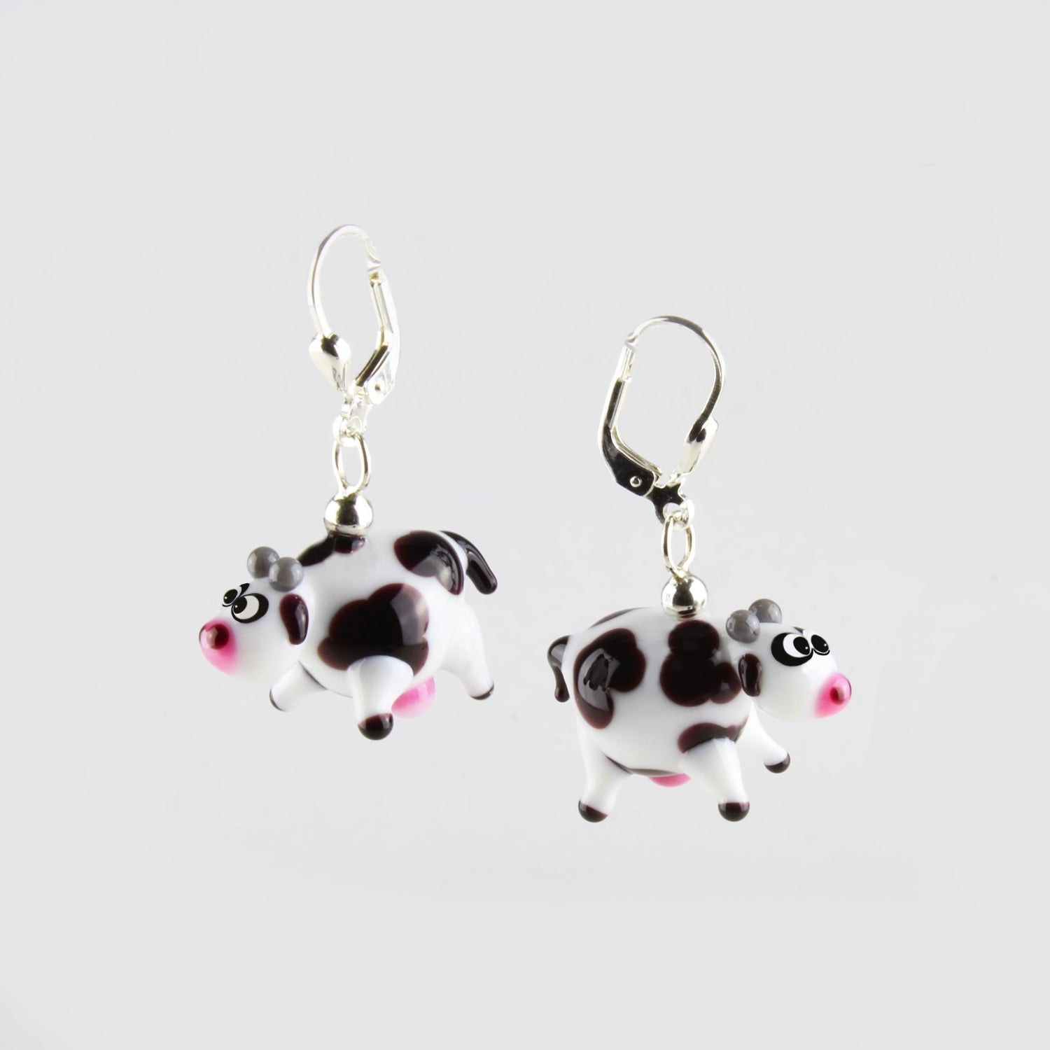 Boucles d'oreilles vache en verre