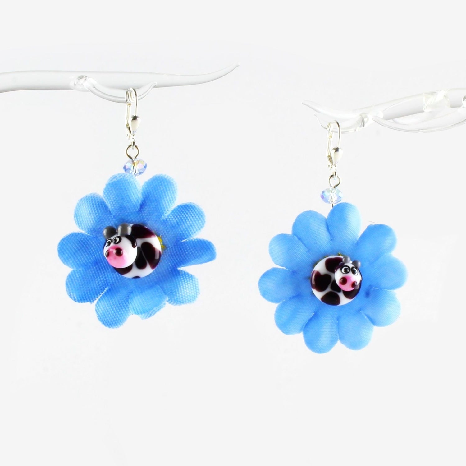 Boucles d'oreilles fleur avec vache