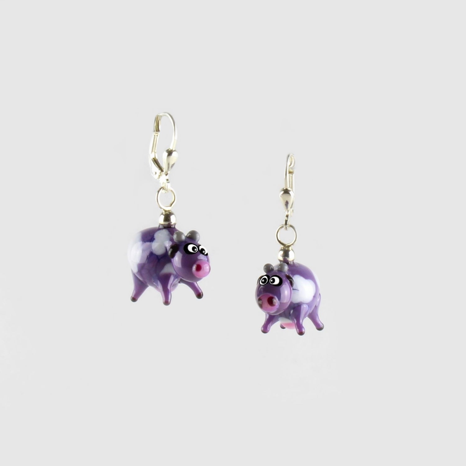 Boucles d'oreilles vache en verre