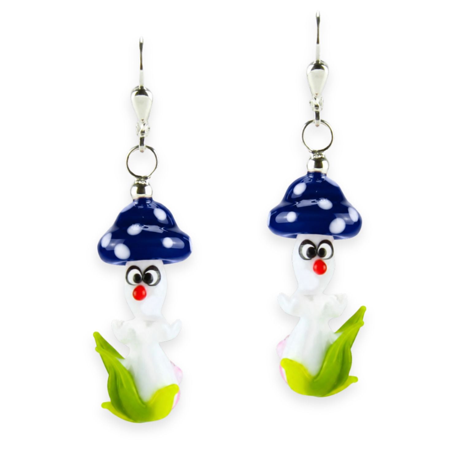 Boucles d'oreilles en verre "Champignons chanceux