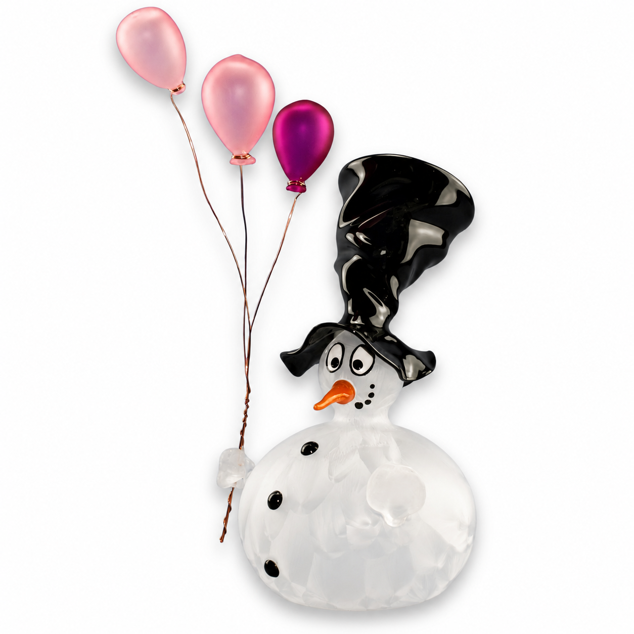 Schneemann aus Glas mit Ballons | Handgefertigte Weihnachtsdeko