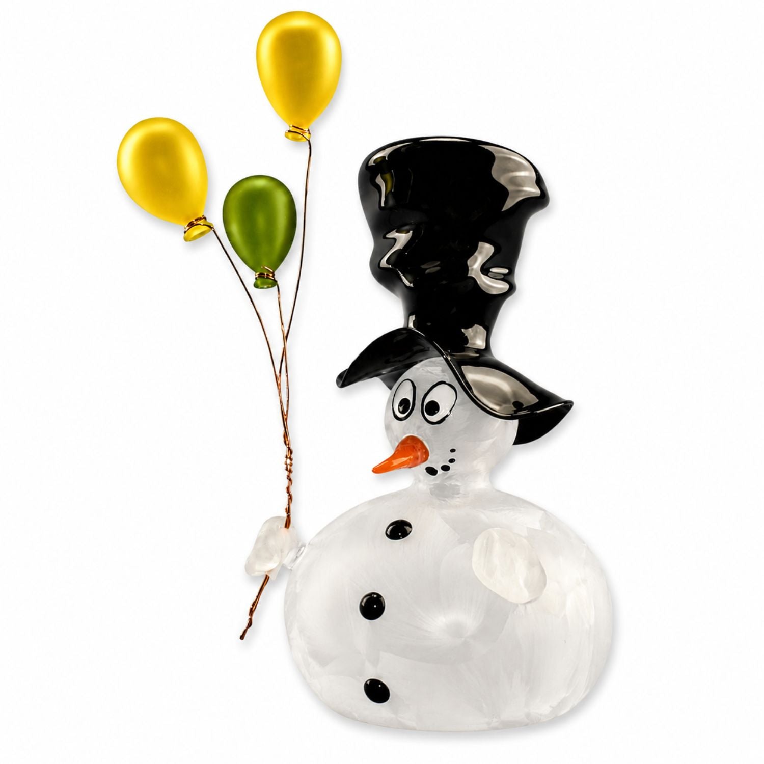 Schneemann aus Glas mit Ballons | Handgefertigte Weihnachtsdeko