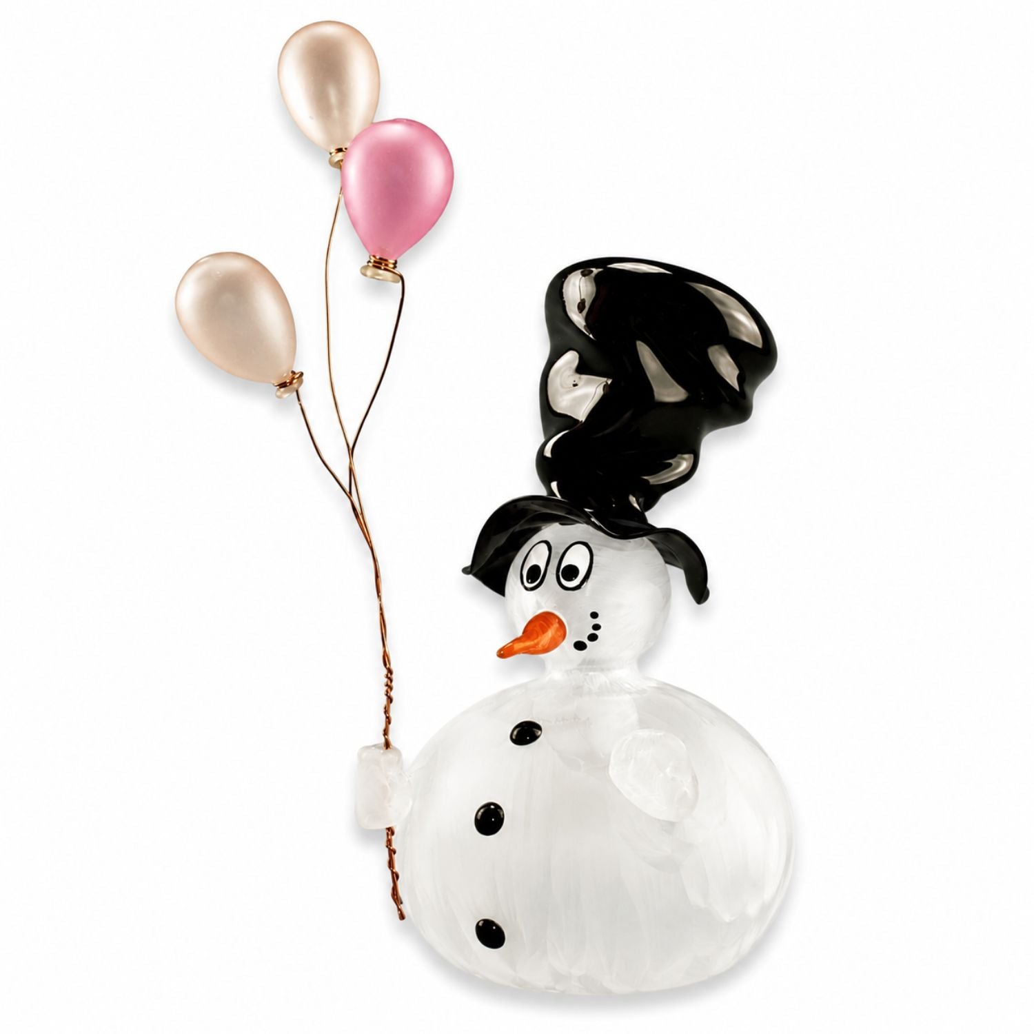 Schneemann aus Glas mit Ballons | Handgefertigte Weihnachtsdeko