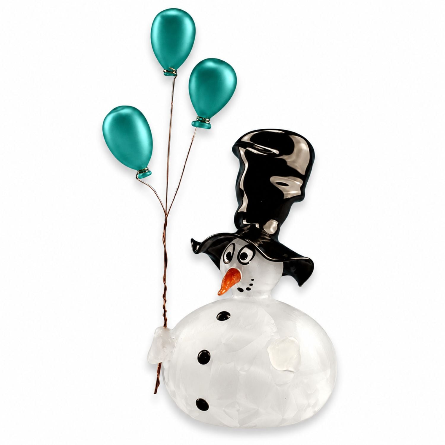 Schneemann aus Glas mit Ballons | Handgefertigte Weihnachtsdeko