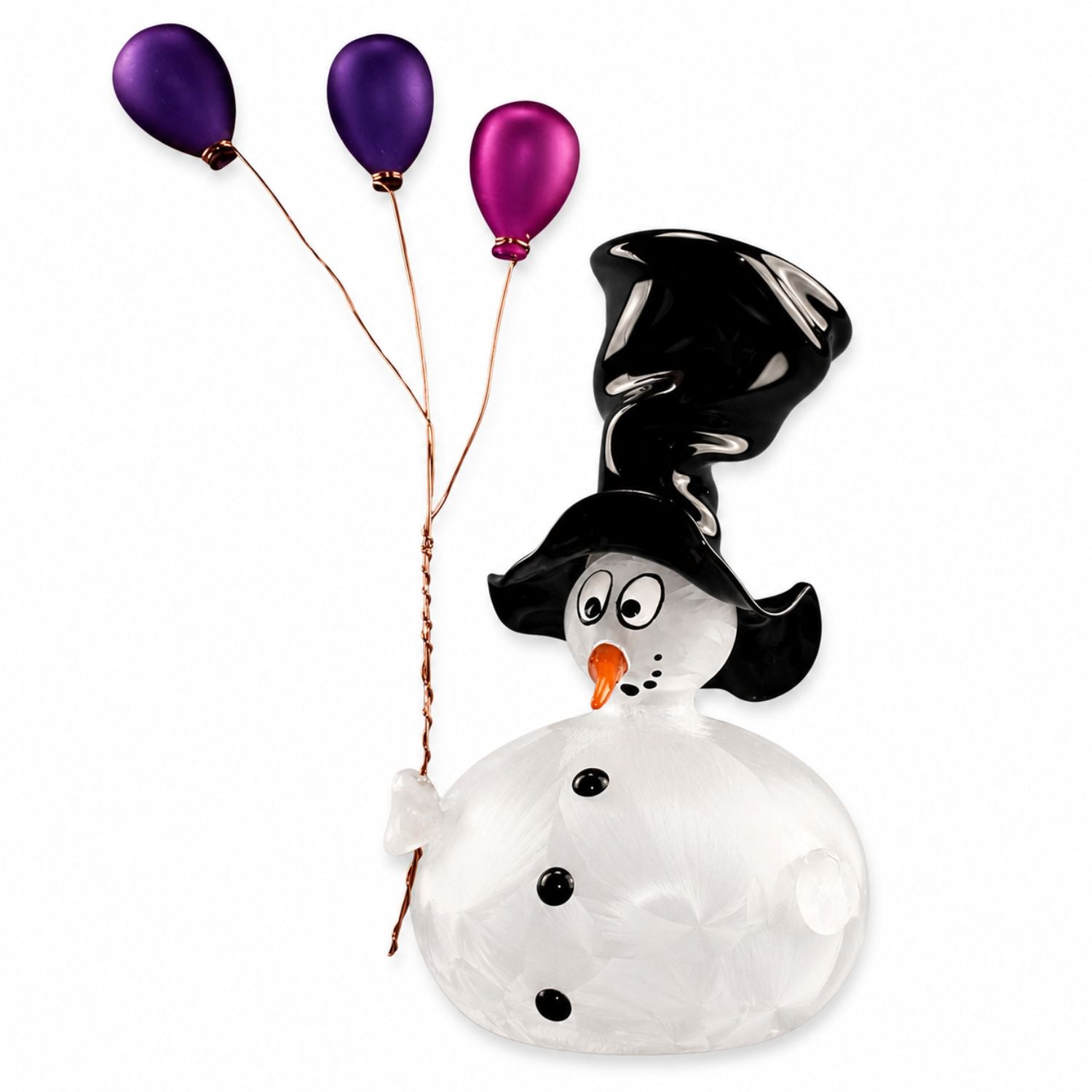 Schneemann aus Glas mit Ballons | Handgefertigte Weihnachtsdeko