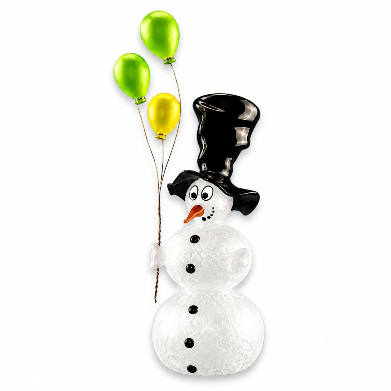 Bonhomme de neige avec ballon et chapeau , 3 boules