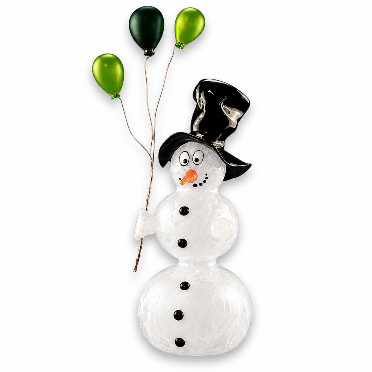 Schneemann aus Glas mit Ballons – Handgefertigte Weihnachtsdeko