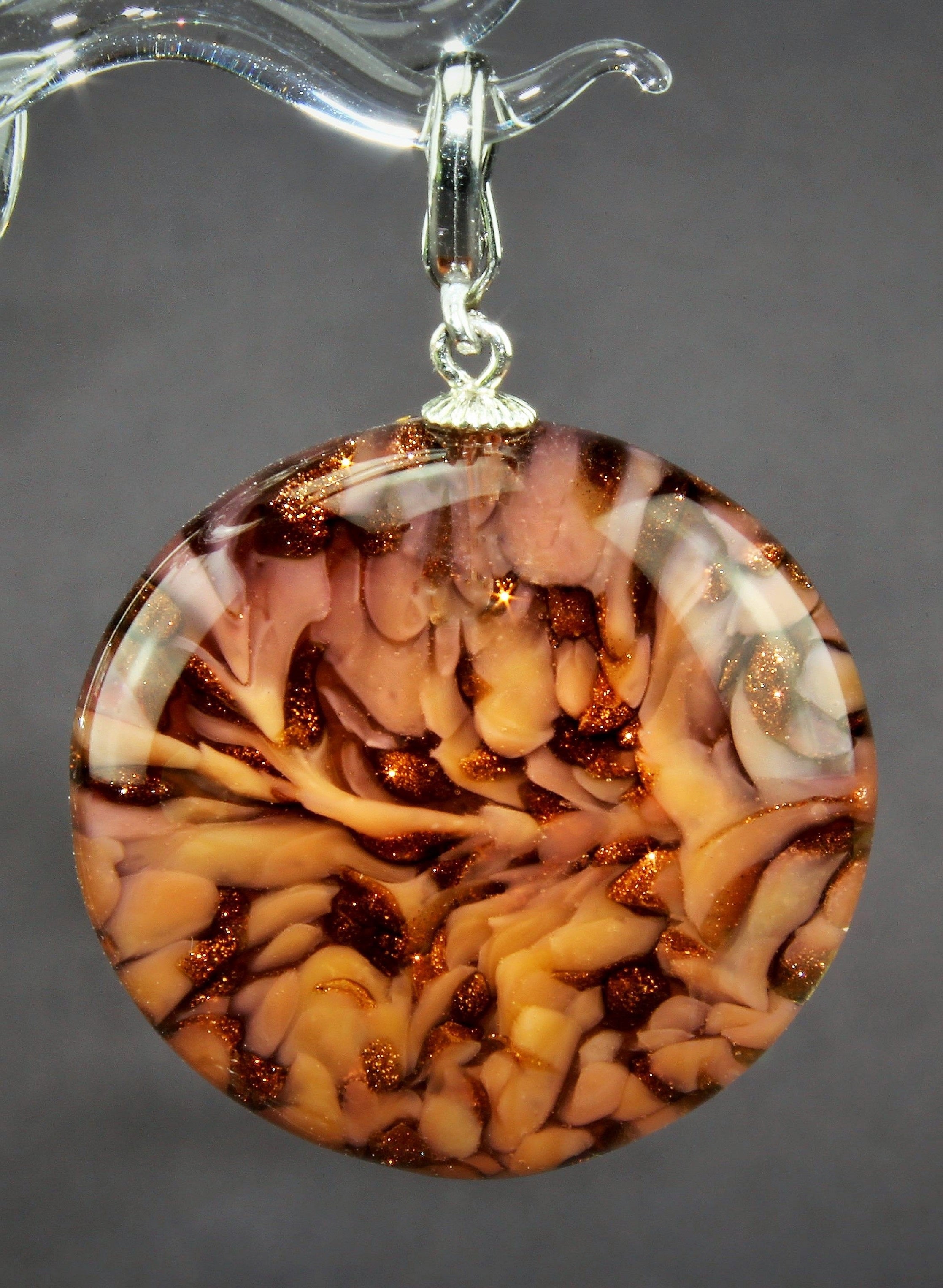 Pendentif "Moon" caramel , argent 925/000 rhodié