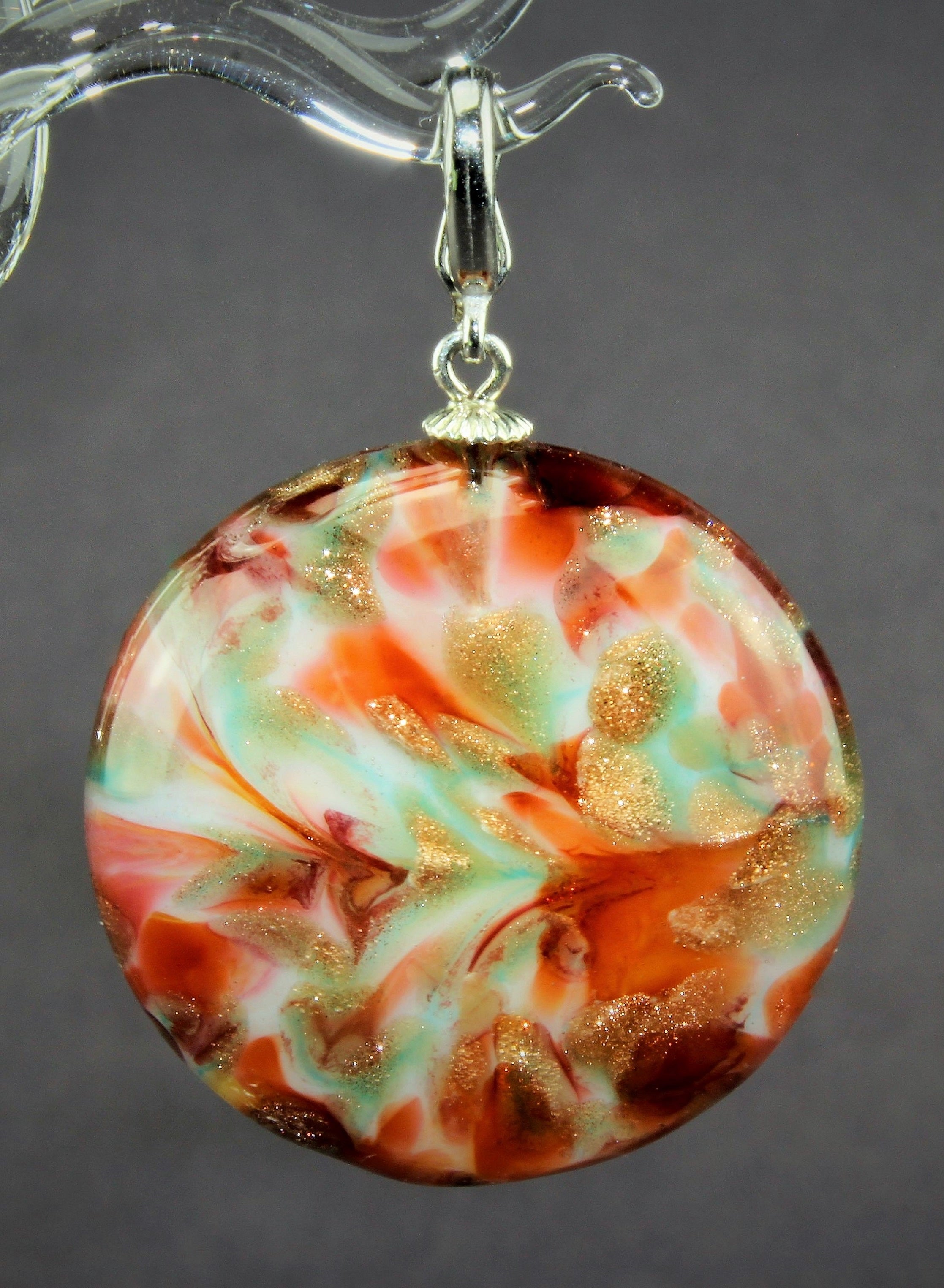 Pendentif "Moon" Aurora rougeâtre, argent 925/000 rhodié