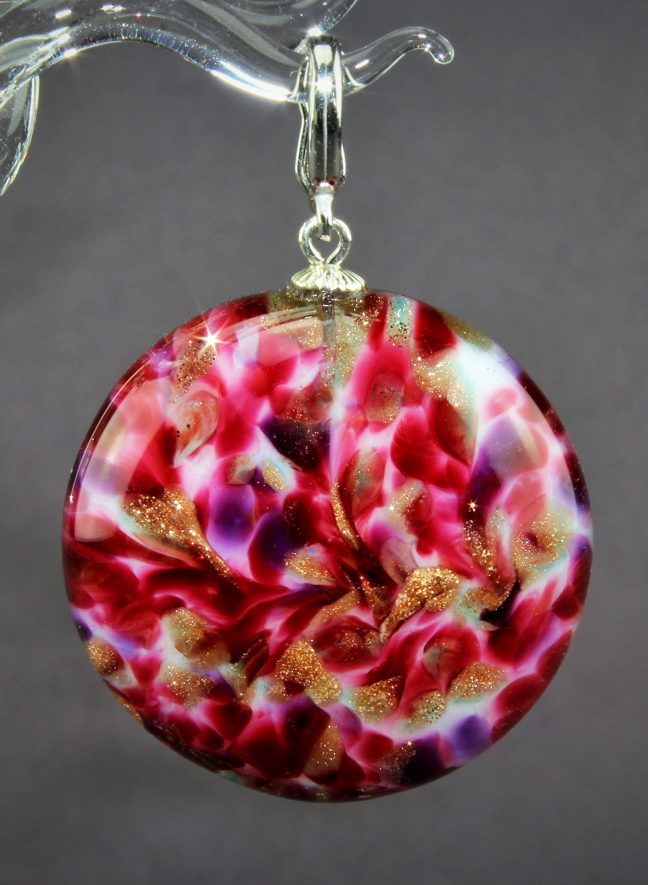 Pendentif "Moon" pourpre, argent 925/000 rhodié