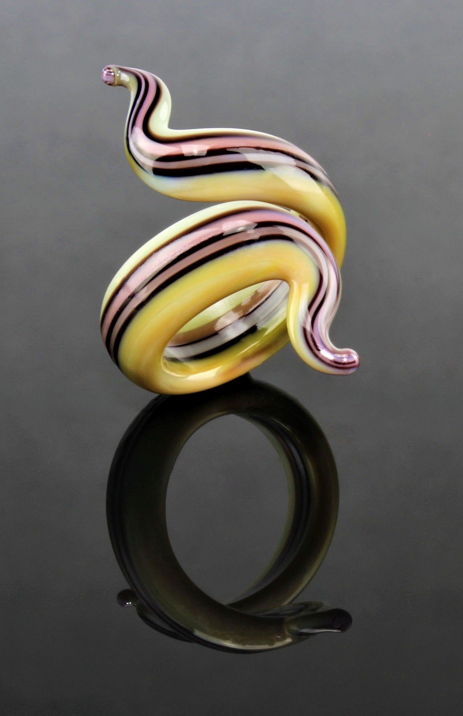 Bague "Eva",multicolore-vanille-caramel , verre borosilicaté