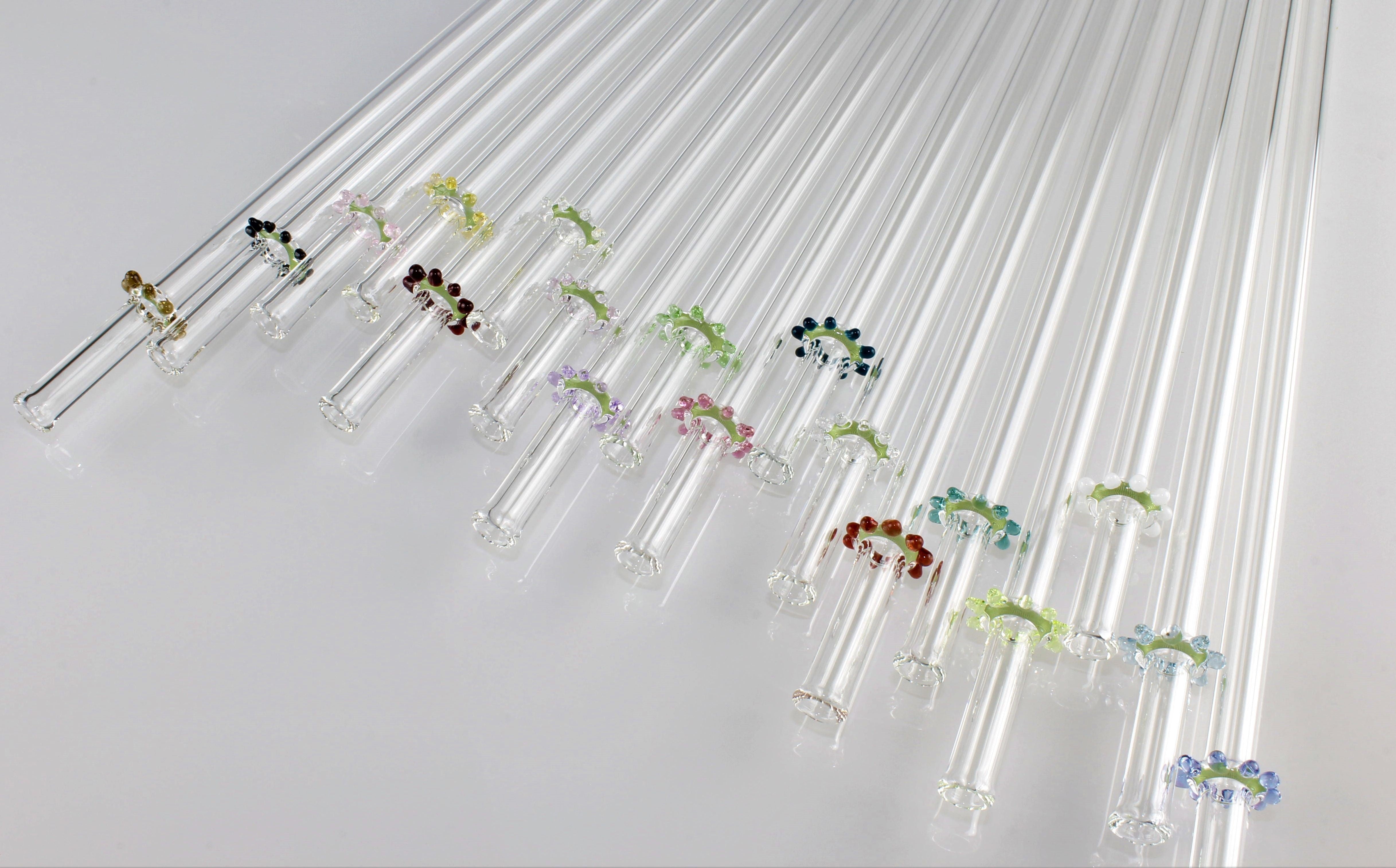 Drinkbuizen van borosilicaatglas 3.3, gekleurd, D 8 mm, set