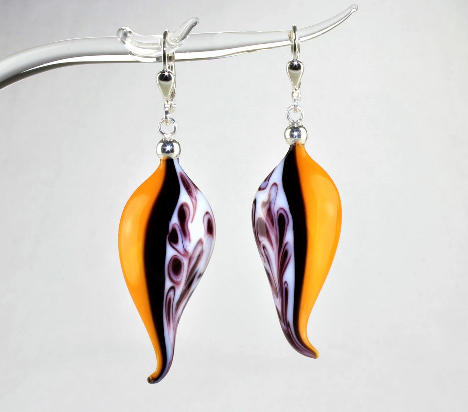 Boucles d'oreilles "autumn leaves" marbrées