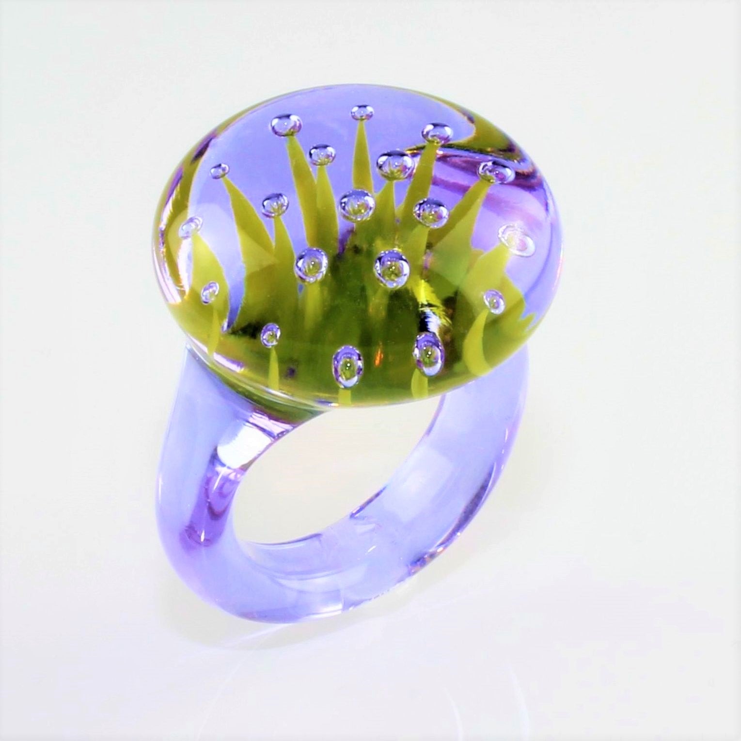 Ring "Morgentau" , Flieder  , Borosilikatglas