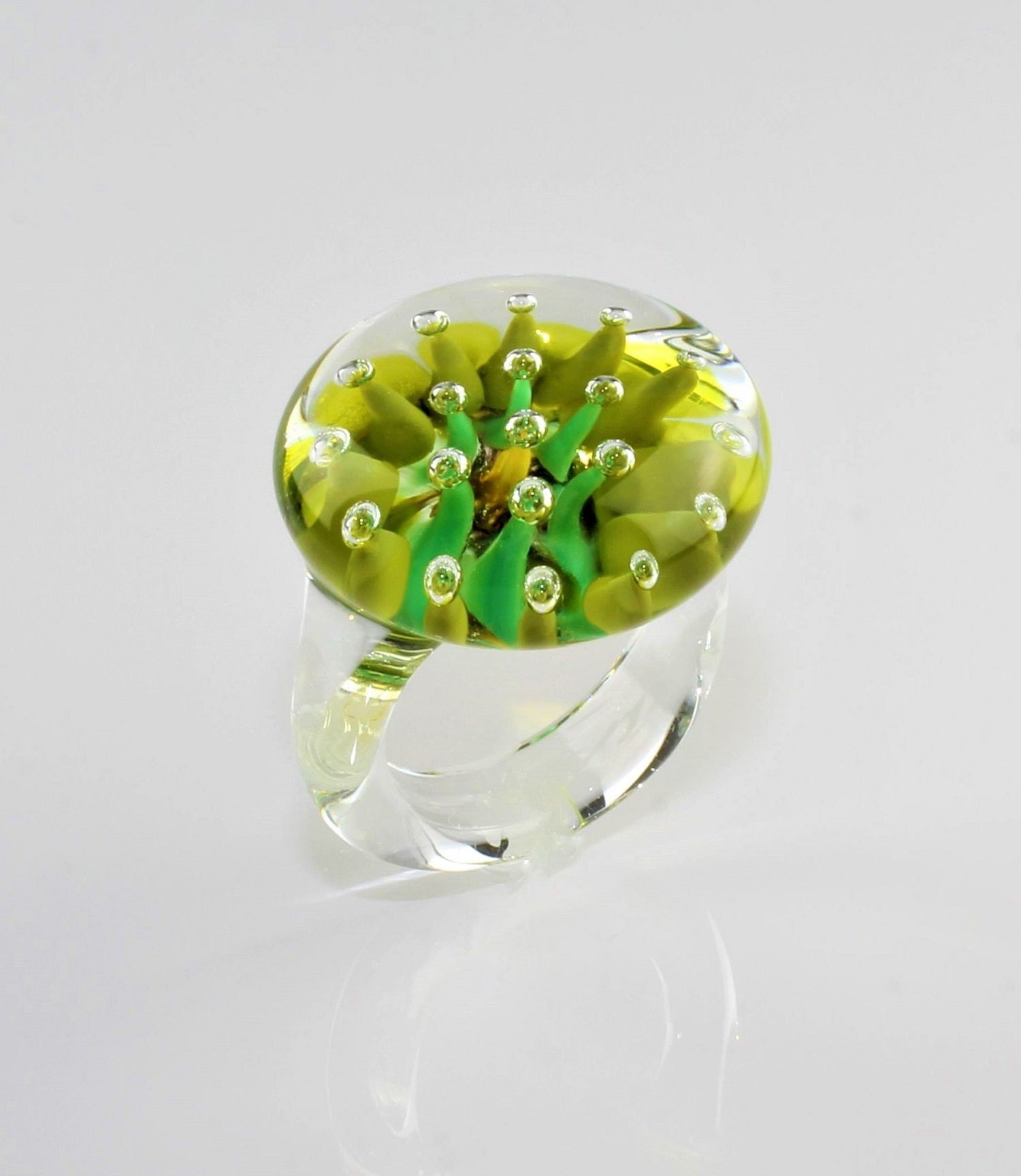 Ring "Morgentau" , Groen , Borosilicaatglas
