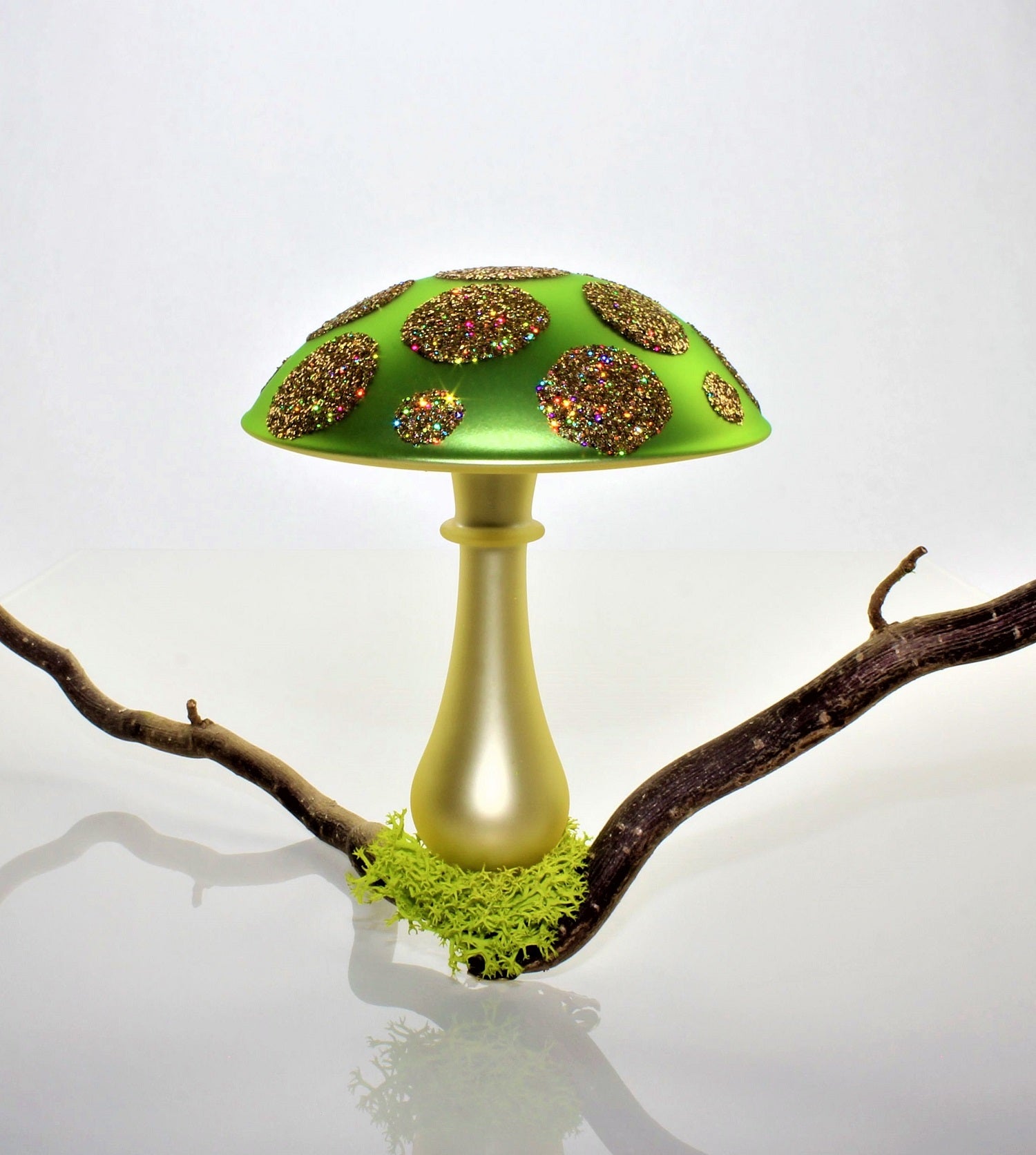 Pilze aus Glas Weihnachten, zum klemmen, Gold matt