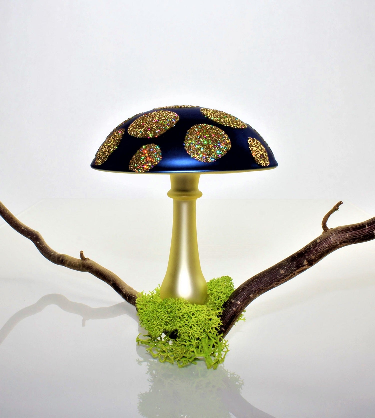 Pilze aus Glas Weihnachten, zum klemmen, Gold matt