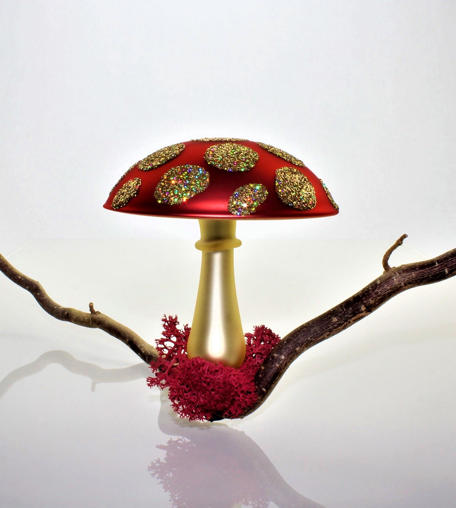 Pilze aus Glas Weihnachten, zum klemmen, Gold matt
