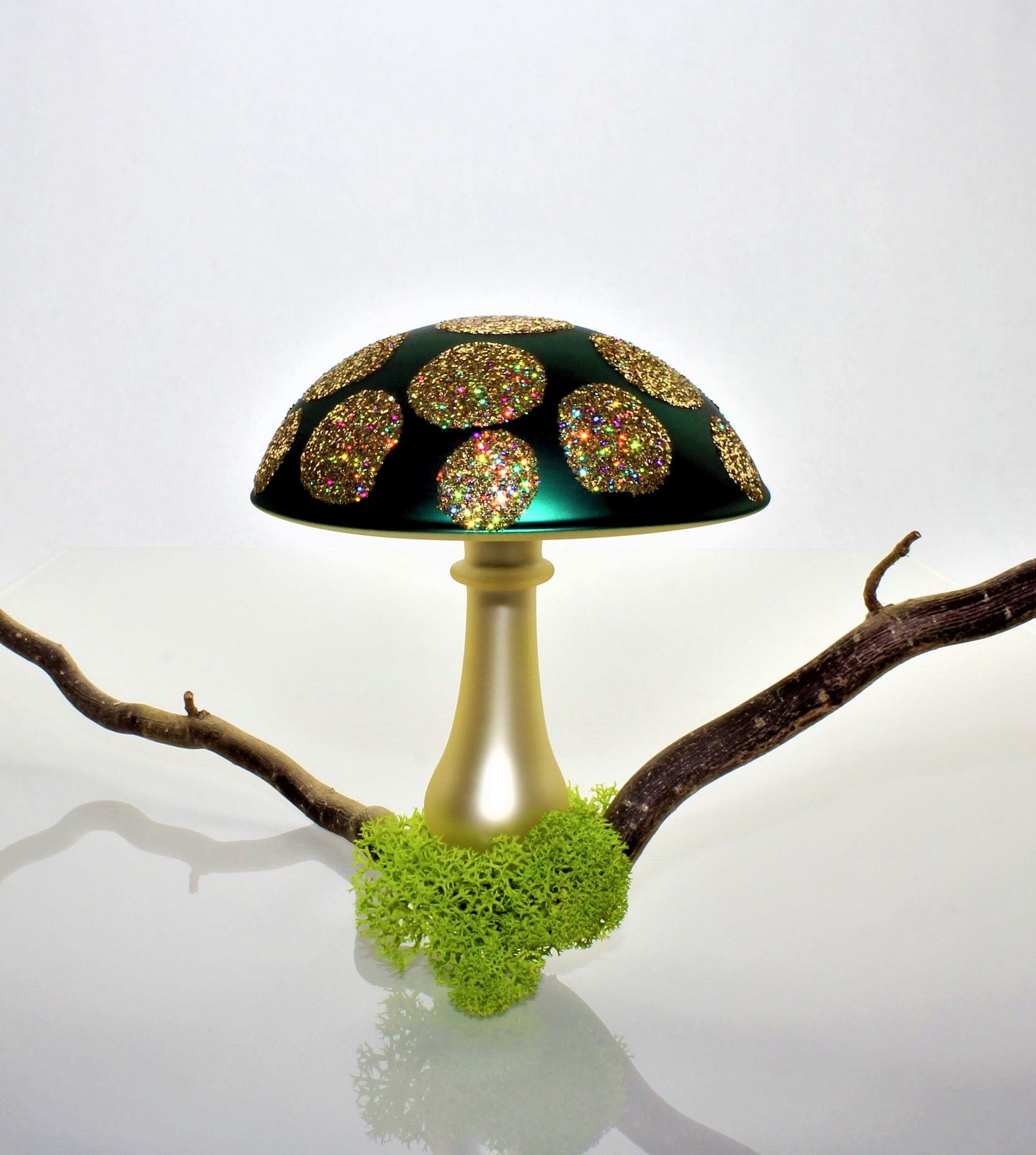 Pilze aus Glas Weihnachten, zum klemmen, Gold matt
