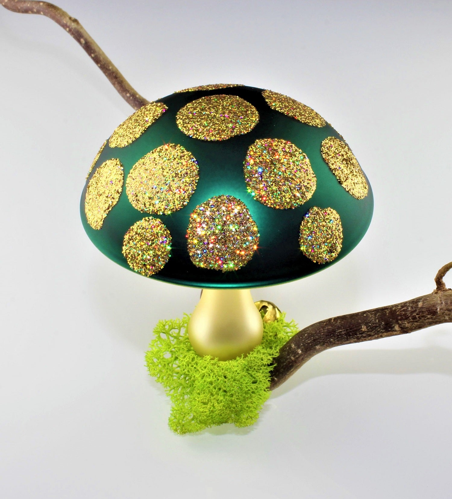 Pilze aus Glas Weihnachten, zum klemmen, Gold matt