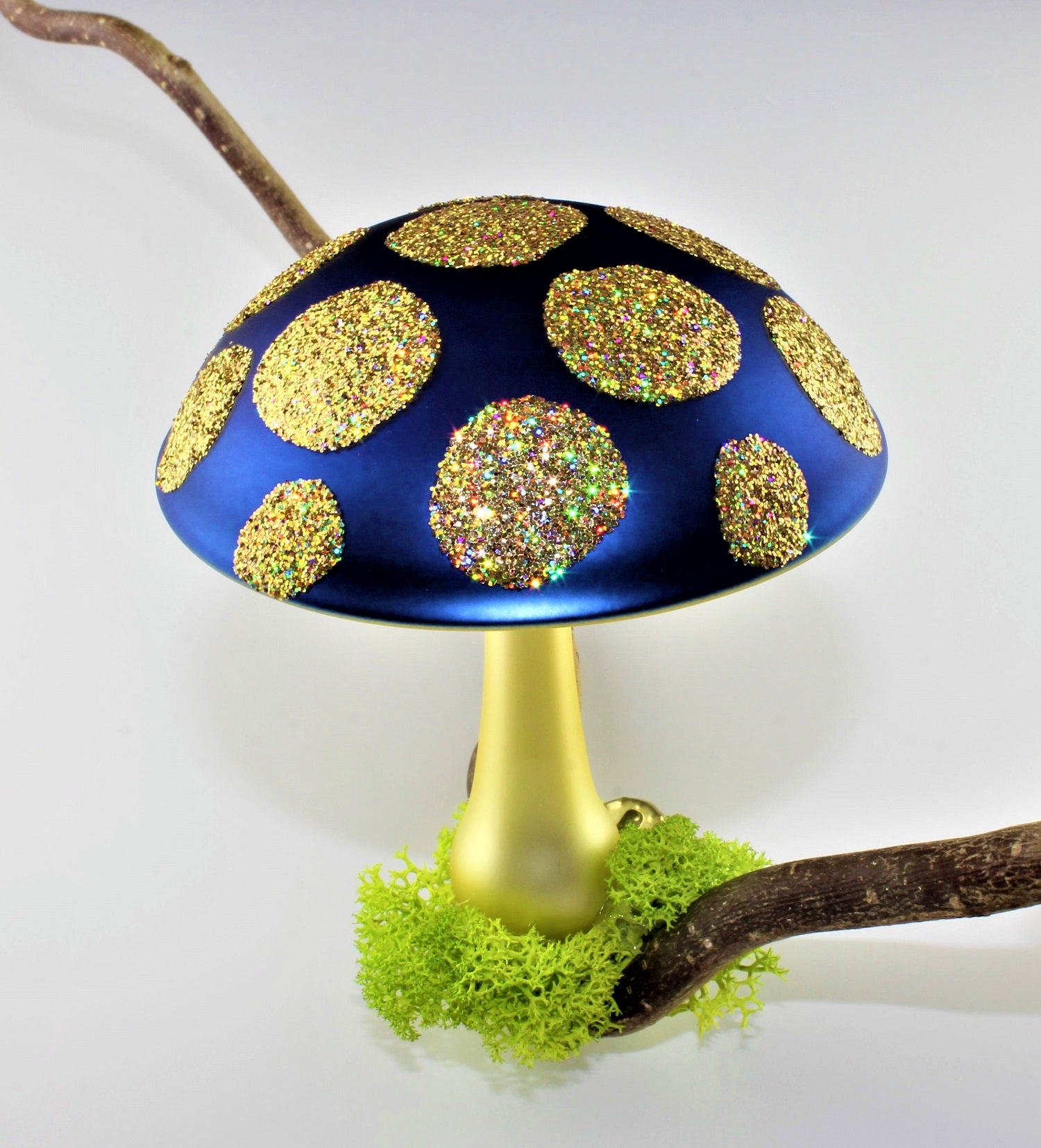 Pilze aus Glas Weihnachten, zum klemmen, Gold matt