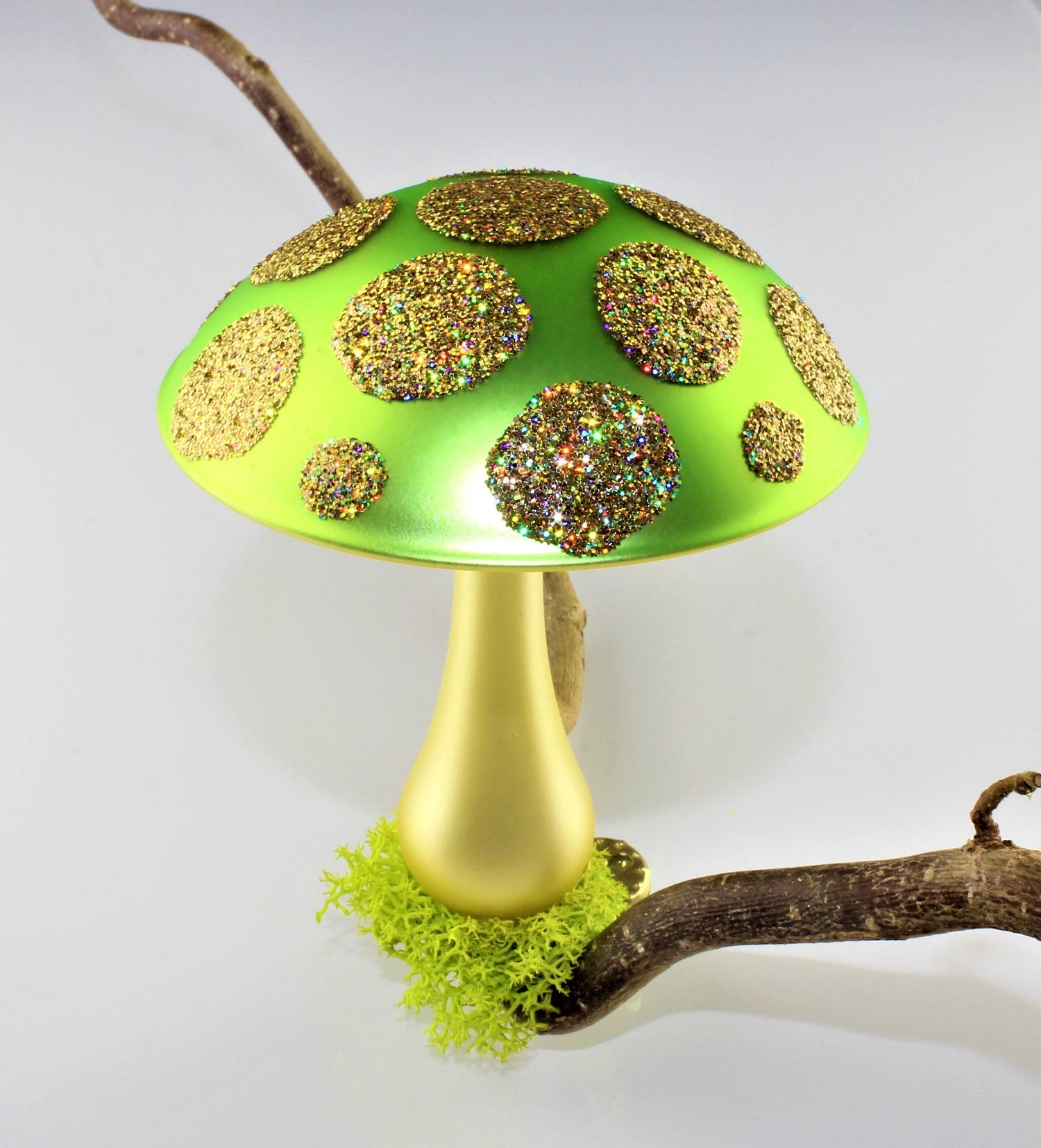 Pilze aus Glas Weihnachten, zum klemmen, Gold matt