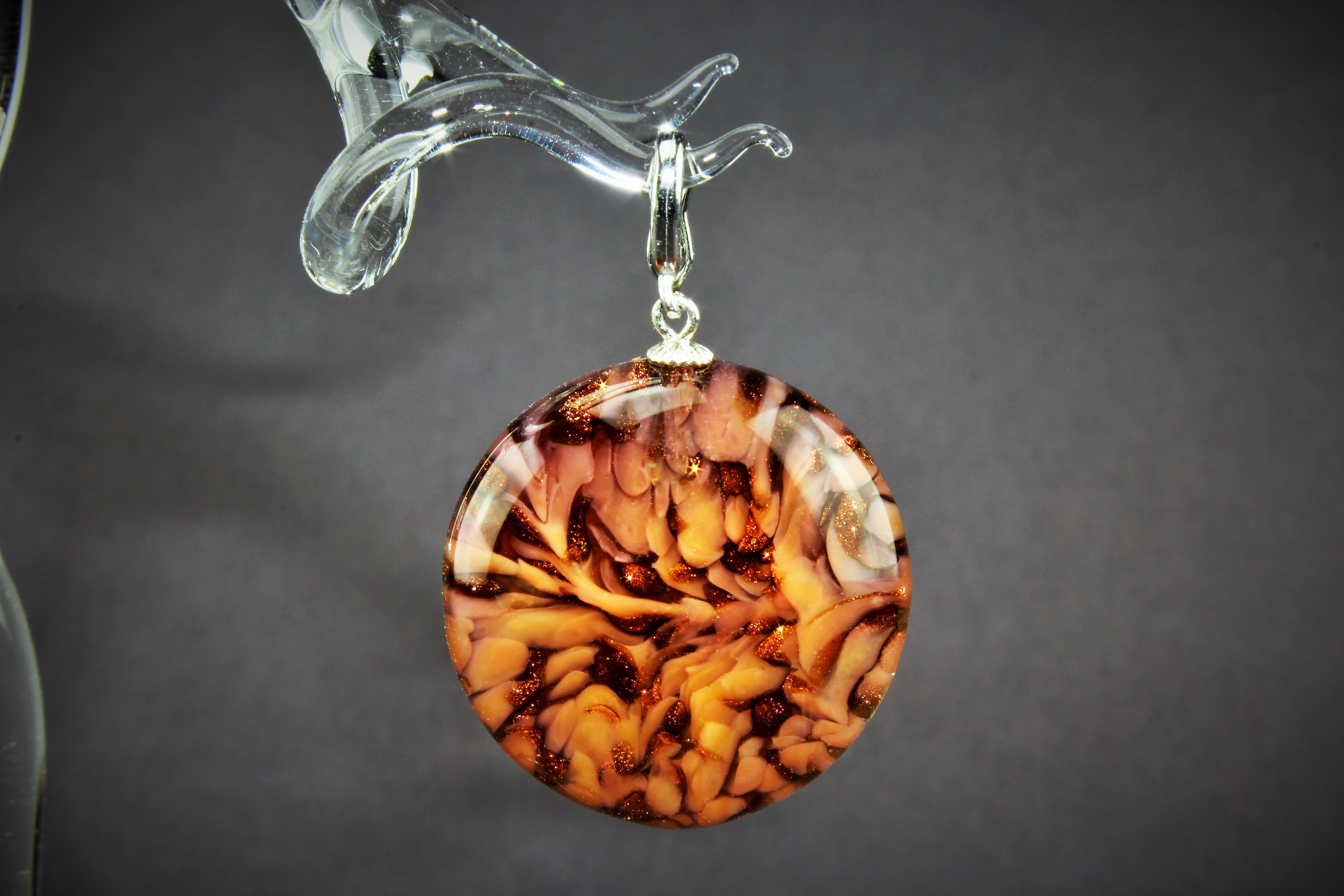 Pendentif "Moon" caramel , argent 925/000 rhodié
