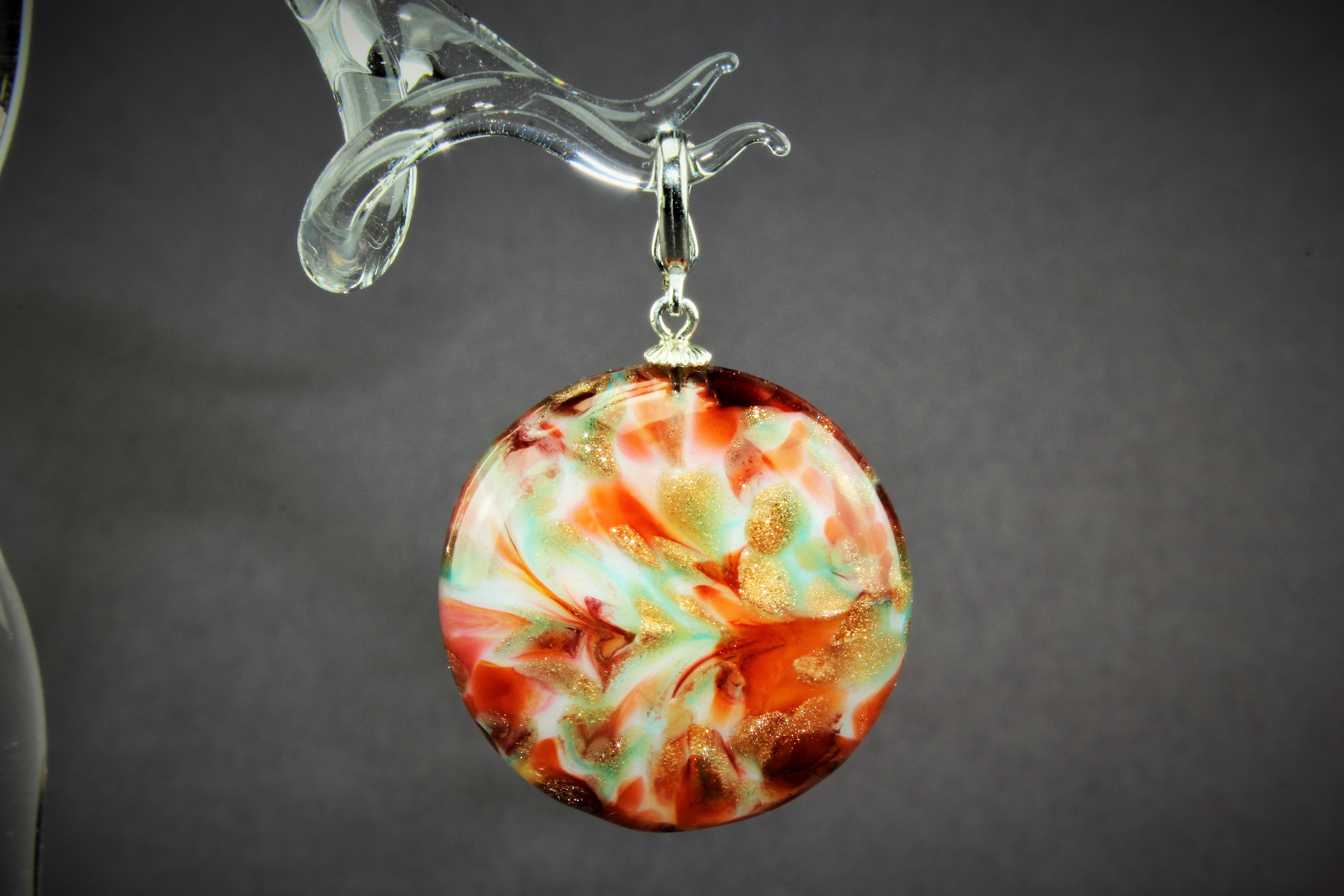 Pendentif "Moon" Aurora rougeâtre, argent 925/000 rhodié