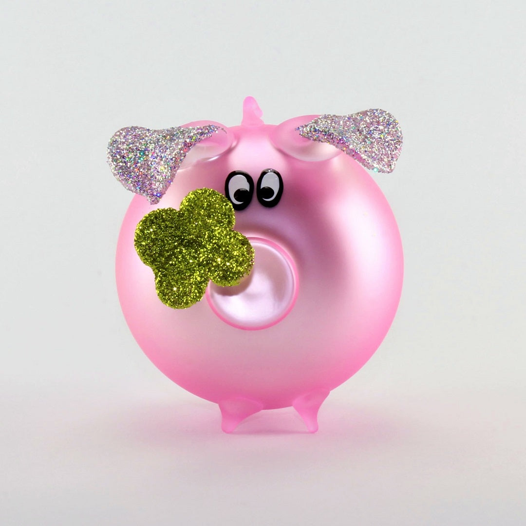 Cochon porte-bonheur en verre , pastel mat