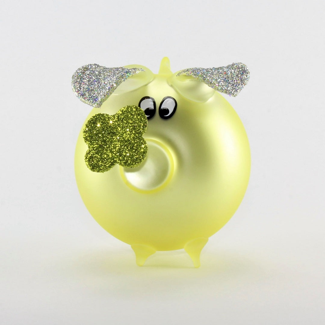 Cochon porte-bonheur en verre , pastel mat