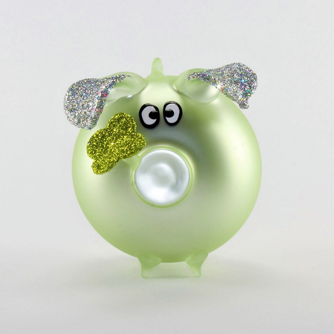 Cochon porte-bonheur en verre , pastel mat