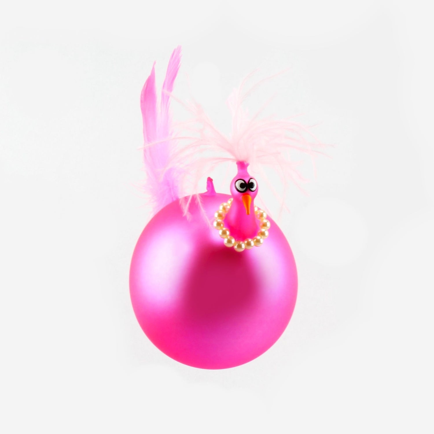 Poulet avec collier de perles, coloré, mat suspendu
