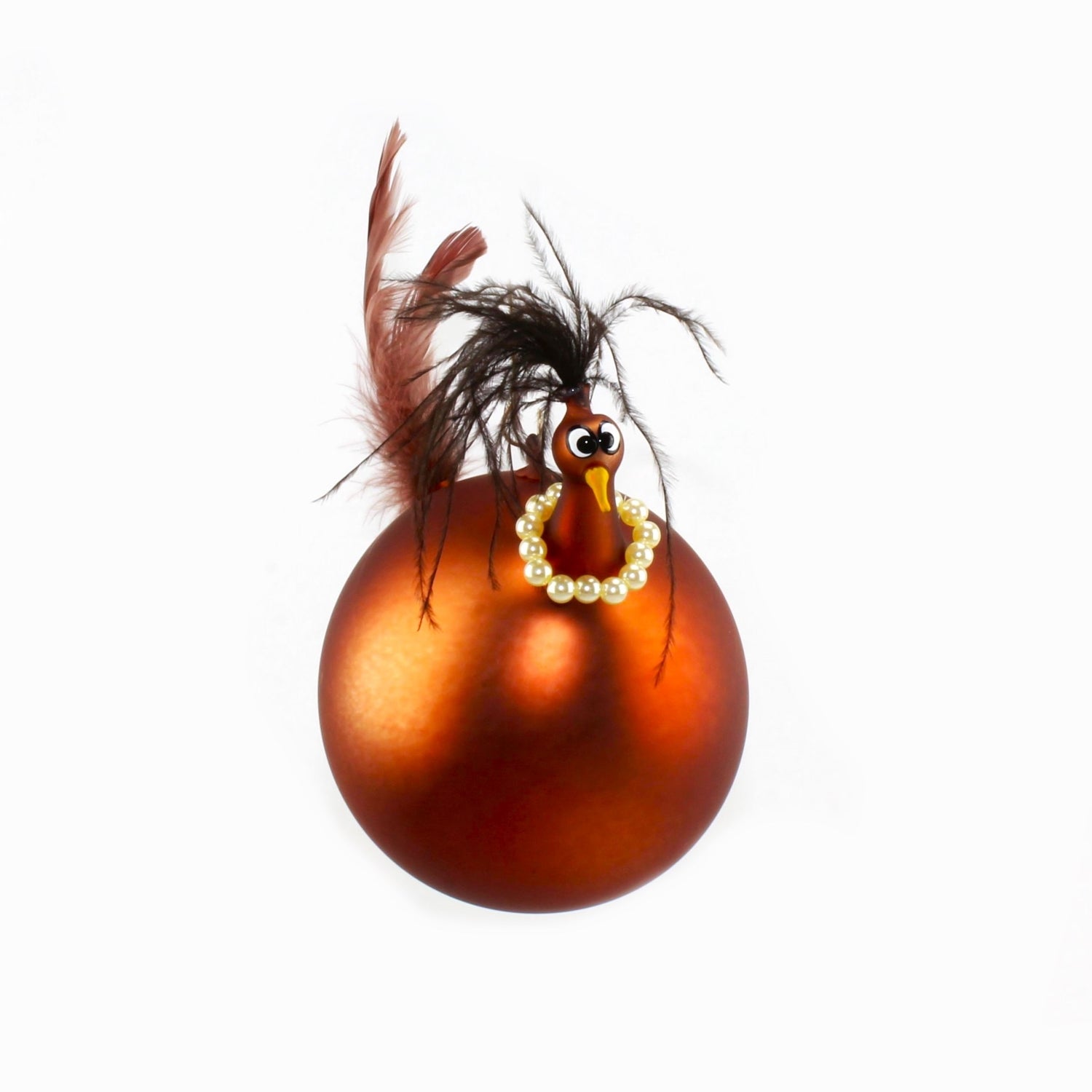 Poulet avec collier de perles, coloré, mat suspendu