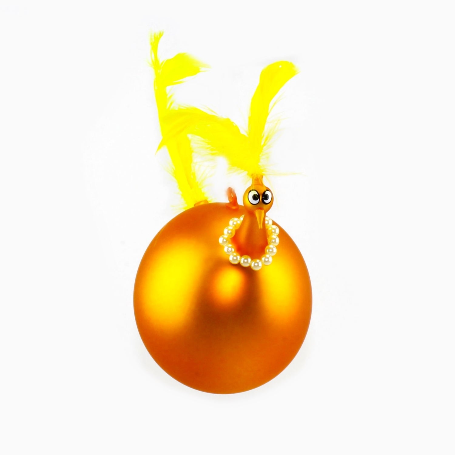 Poulet avec collier de perles, coloré, mat suspendu