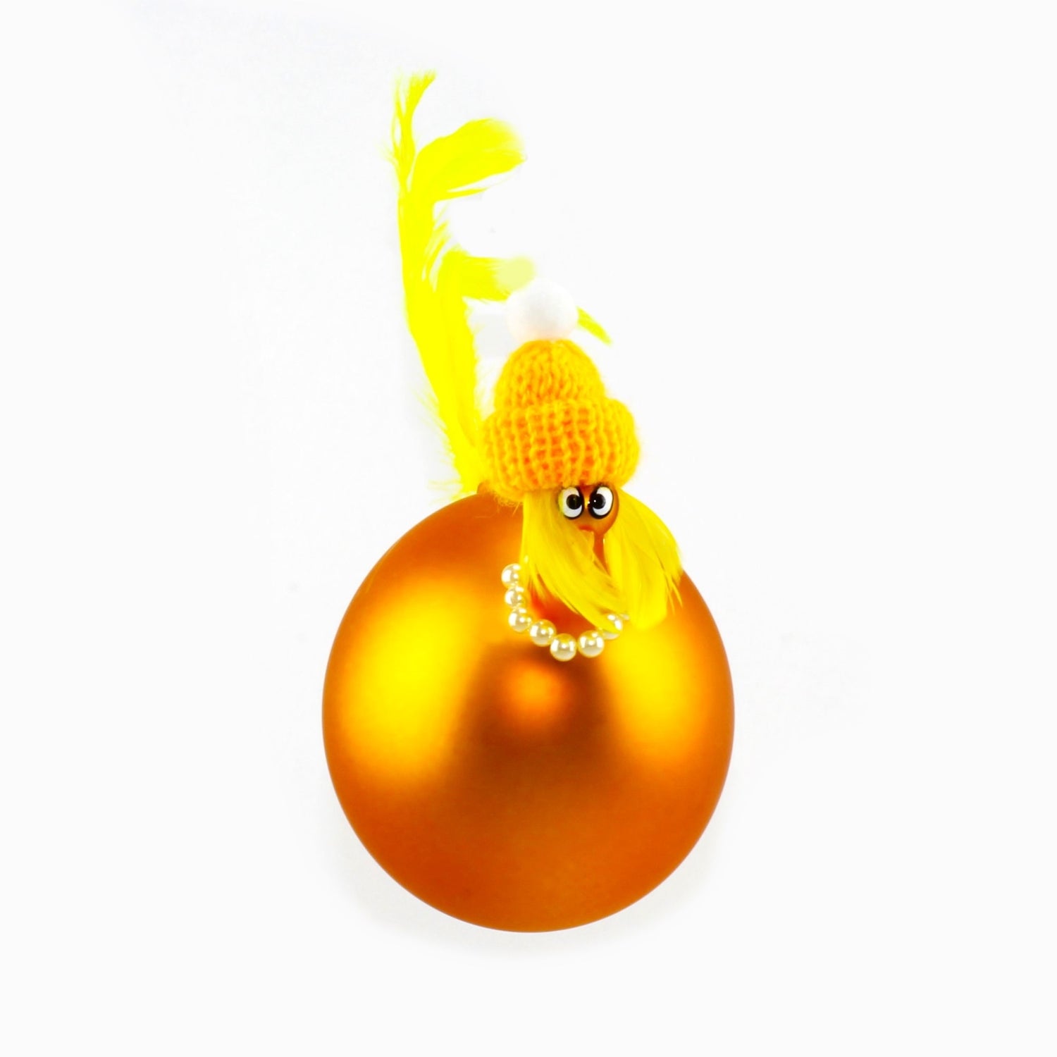 Poulet avec collier de perles, coloré, mat suspendu
