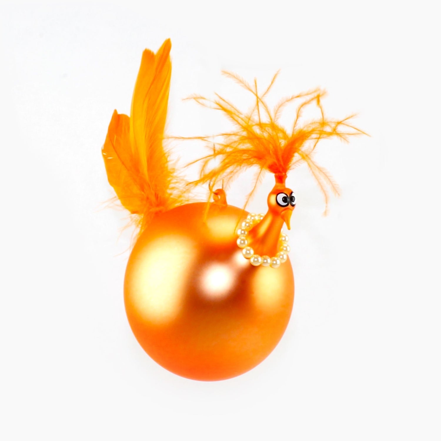 Poulet avec collier de perles, coloré, mat suspendu