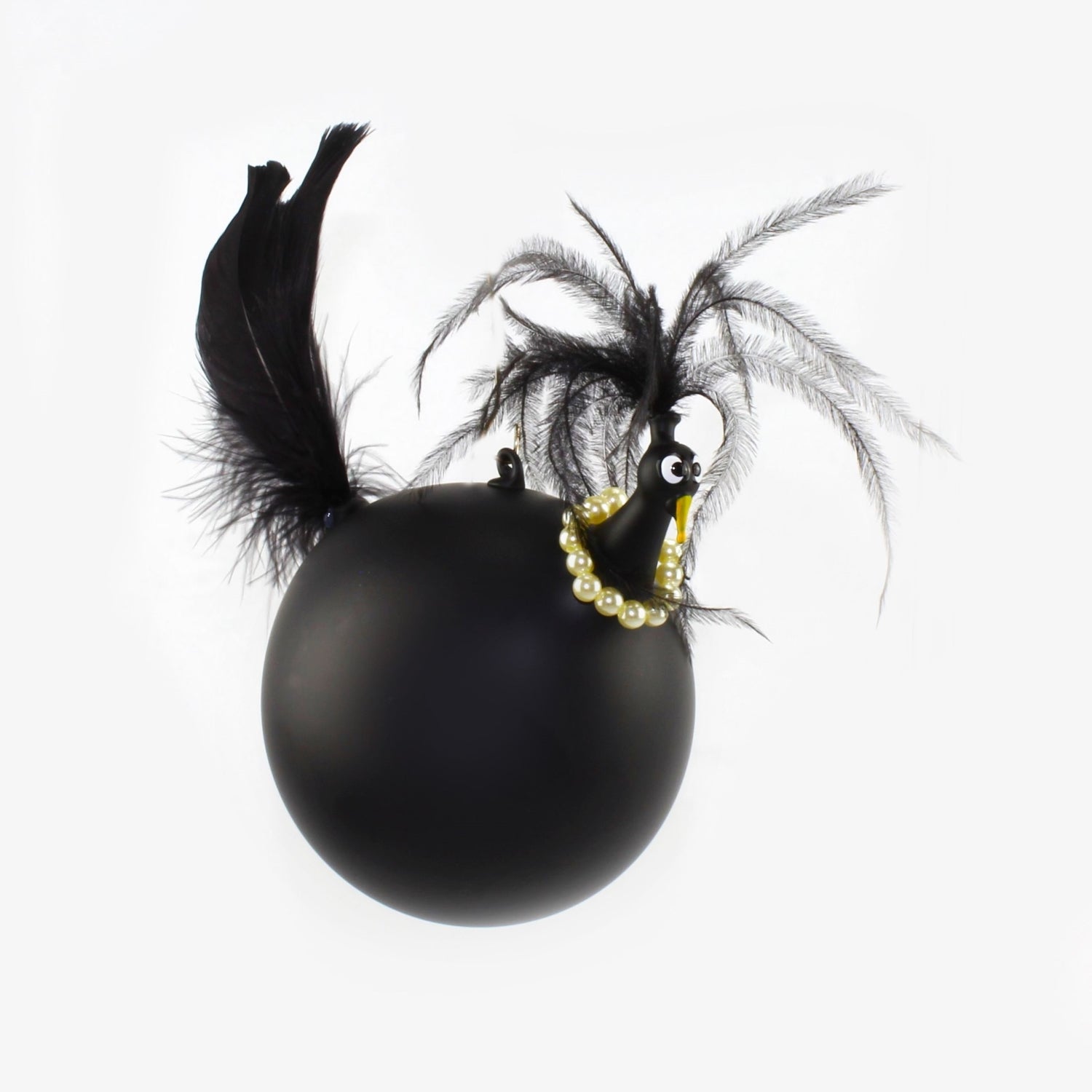 Poulet avec collier de perles, coloré, mat suspendu