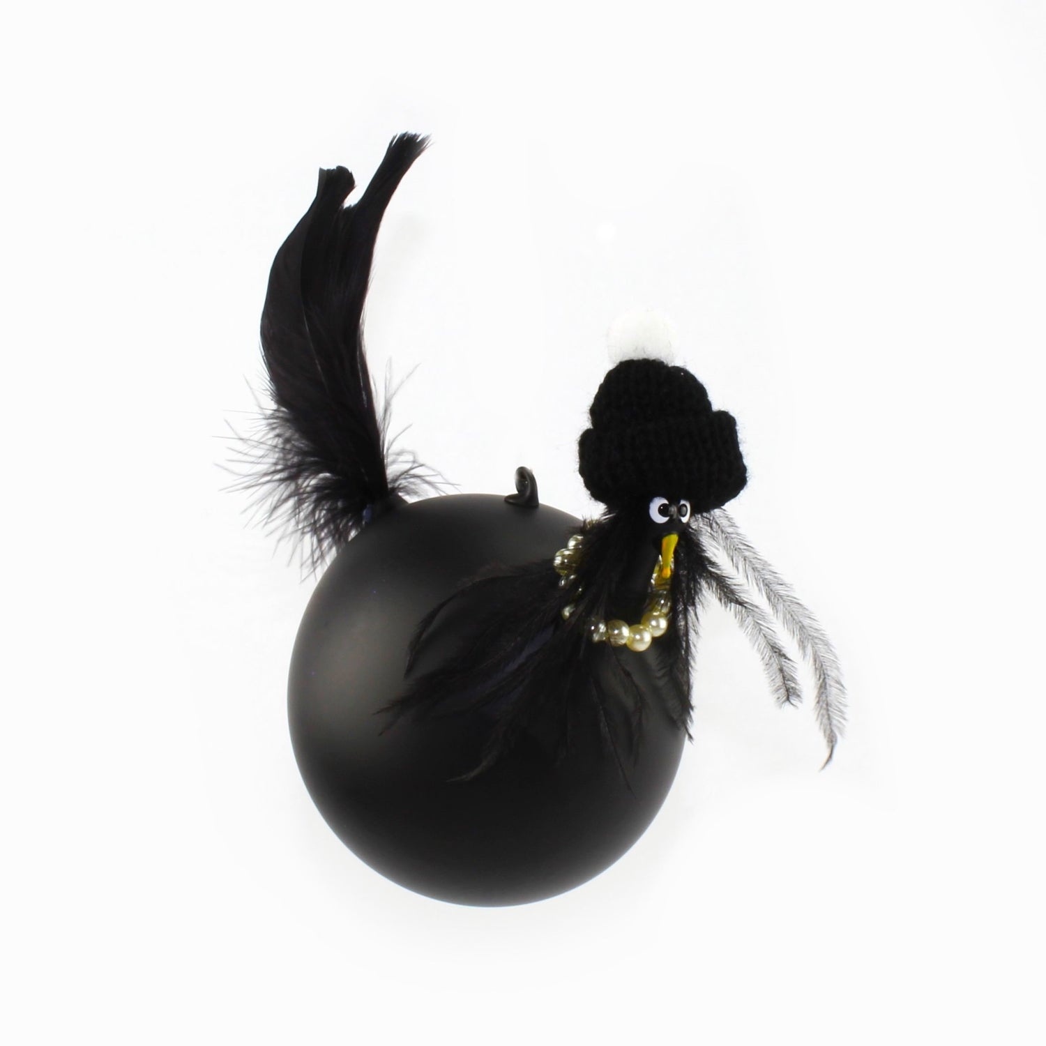 Poulet avec collier de perles, coloré, mat suspendu