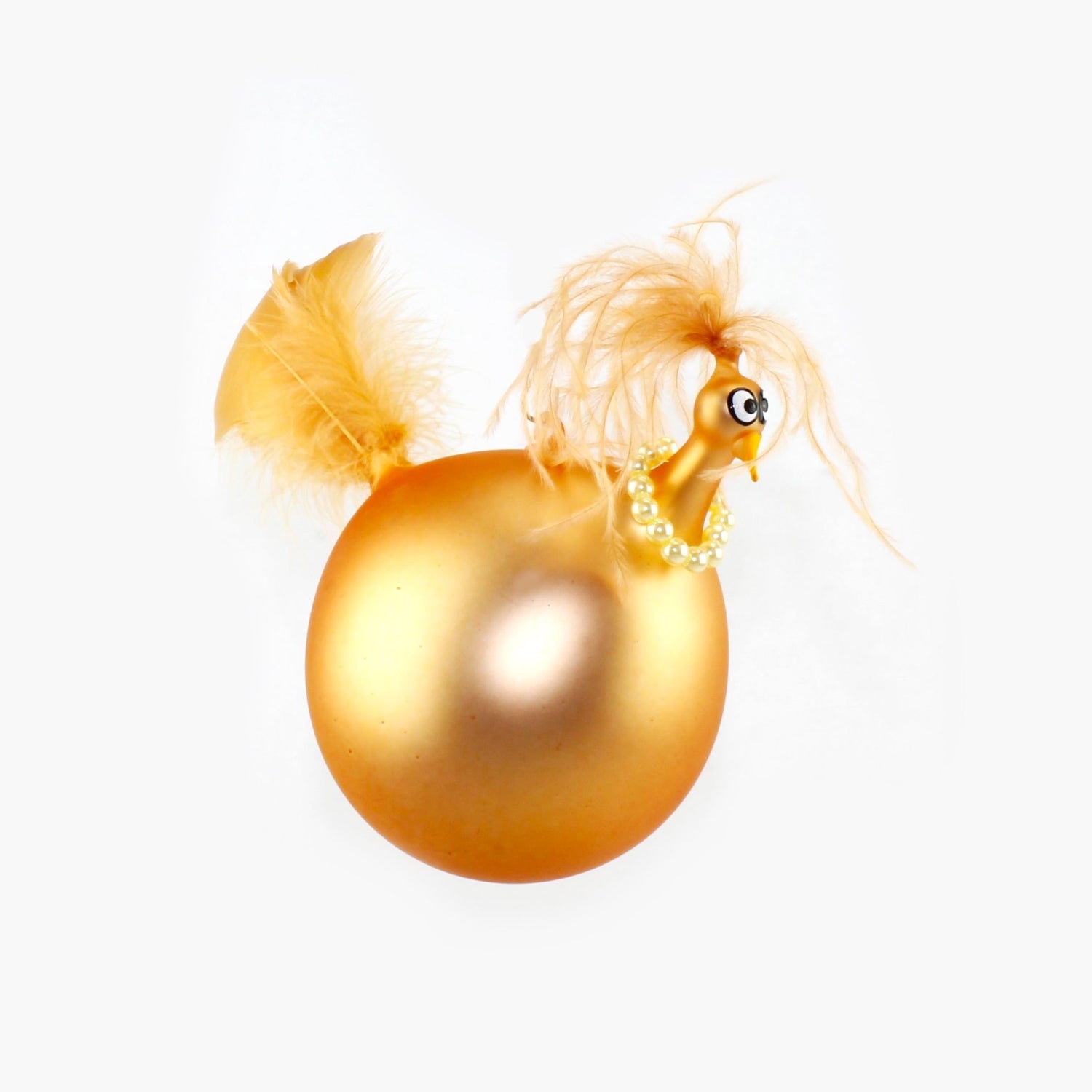 Poulet avec collier de perles, coloré, mat suspendu